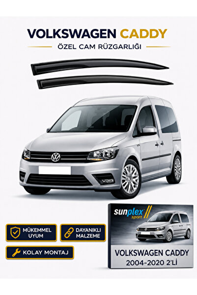 SUNPLEX Volkswagen Caddy 2004-2020 Uyumlu Sport Cam Rüzgarlığı Takım 2'li Tak...