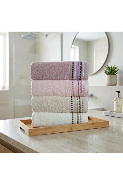 Lucy and Home Set de 4 prosoape brodate cu paiete 50x100 cm