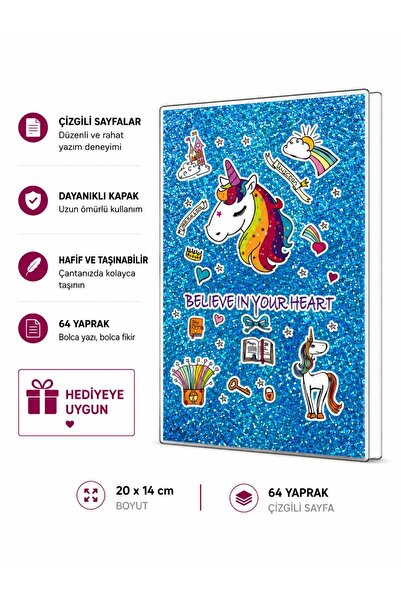4nio PLAVA JEDNOROGA SREBRNA NOTEBOOK