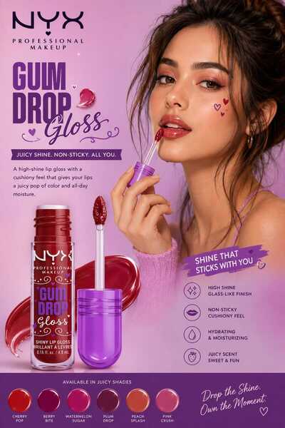 NYX Professional Makeup Gum Drop Hydrating Gloss Stain in the shade 03 Cranbe...