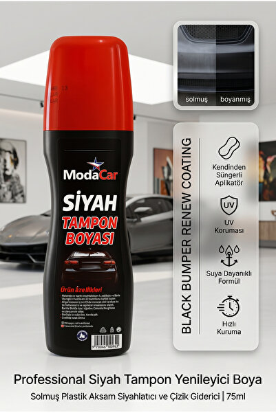 ModaCar Siyah Tampon Boyası – 75 ml | Solmuş ve Matlaşmış Tamponlar İçin Hızl...