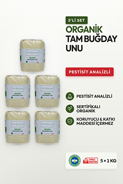 Soul Kitchen Organik Ürünler Organik Sertifikalı Tam Buğday Unu 5’li Set 5x10...