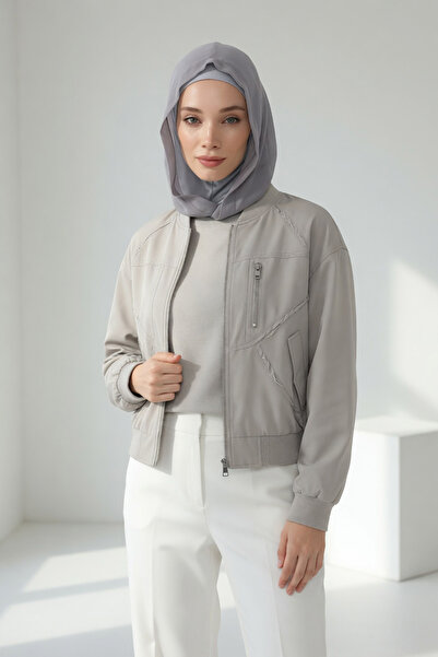 Aisha's Design قبعة من القطن الممشط بغطاء للرأس من الشيفون مع خاصية إخفاء الر...
