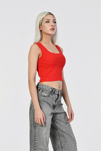 Moda1001 Bluză crop pentru femei fără mâneci din țesătură cactus camisole - r...