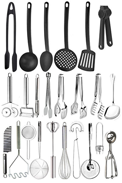 Mirilliahome 24 Parça Kepçe Spatula Kevgir Mutfak Servis Seti Servis Gereçler...