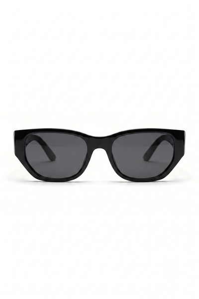 Houseofeyeris Corvina — Black Frame Narrow Oval/Cat-Eye Sunglasses |   Black (Smoke) Lens Uv400