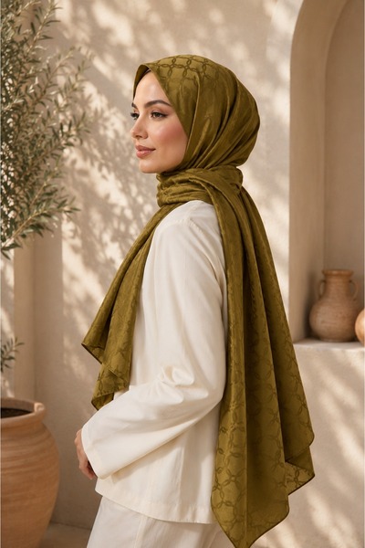 MİRSOY SCARF Lina Desen Kaymaz jakarlı Şal