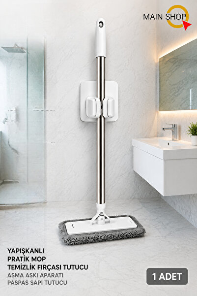 MAİN SHOP Kendinden Yapışkanlı Duvar Askısı Mop ve Paspas Tutucu - Delmesiz P...