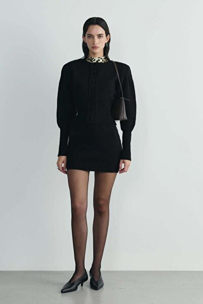 Suud Collection Μαύρη πλεκτή ζακέτα Lucy