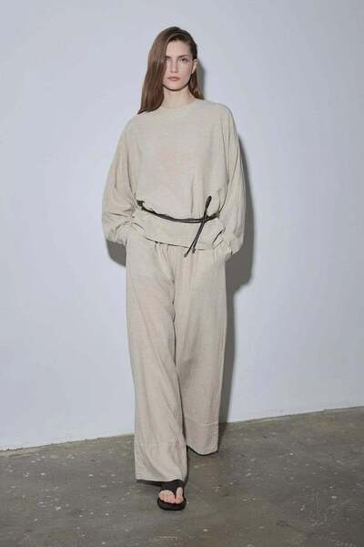 Suud Collection Λινό παντελόνι Natural Cool Palazzo