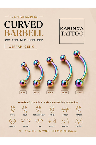 Karınca Piercing Kaş Piercing Tragus Rook Conch Orbital Smiley Septum Surface...
