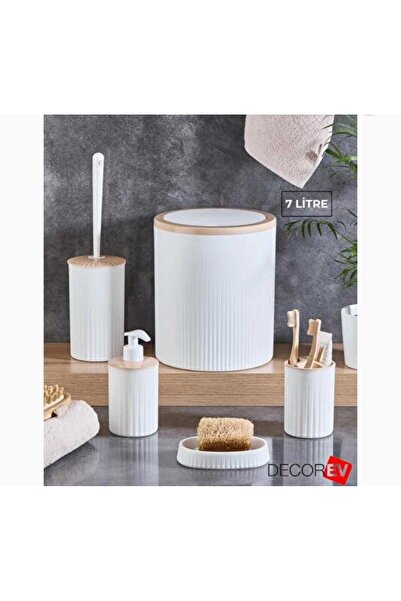 decorev Banyo  Set  6 'lı Metal Standlı Tuvalet Wc Kağıtlık Lüks Set
