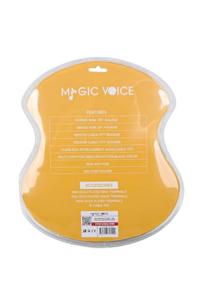 MagicVoice MV-6189 4GA Profesyonel 120A Sigortalı Oto Amfi Güç Bağlantı Montaj Kablo Seti