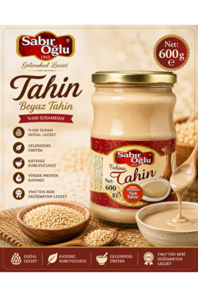 SABIROĞLU Tahin 600 gr Kavanoz Beyaz Tahin Tek Çekimlik Tahin (ÇİĞ TAHİN)(KEP...