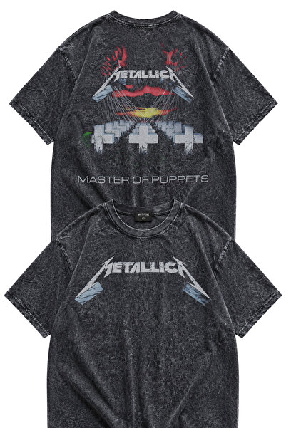Fuddy Moda Унисекс тениска с печат на гърба „Master Of Puppets“, преносима в ...