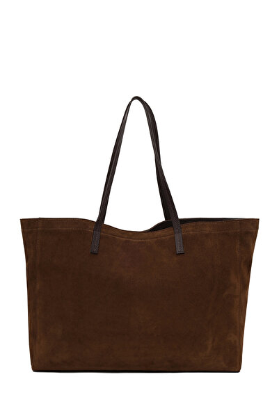 Derimod Women's Brown Suede Leather Shoulder Bag 25Abd231110