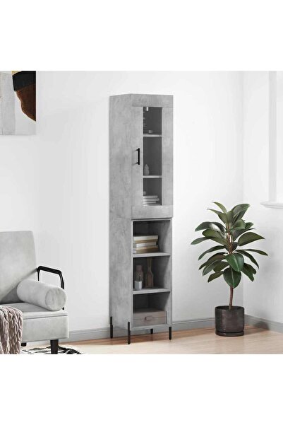 Concept Dulap înalt, gri beton, 34,5x34x180 cm, lemn prelucrat