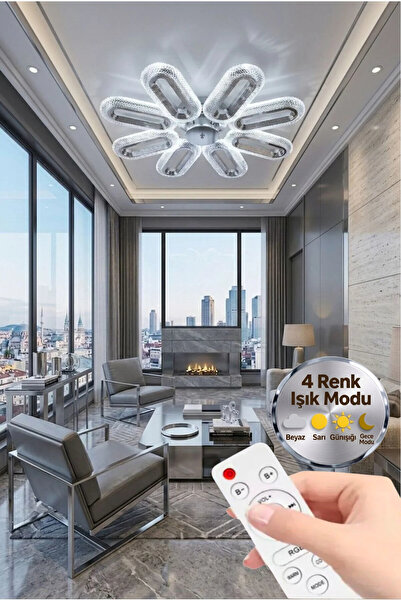 Lumia Lighting Eclipse Model 8'li Kumandalı Gümüş 3 Renk Modu Ledli Tavana sı...