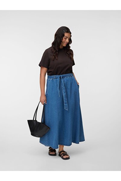 Veromoda Curve Jeansrock VMCJOLENE Hohe Taille Langer Rock