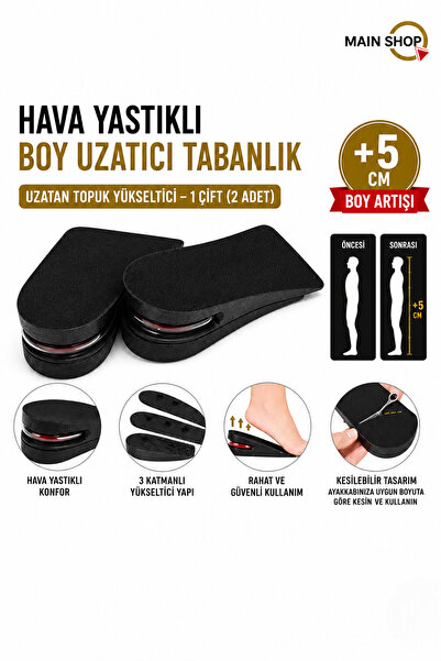 MAİN SHOP 5 cm Boy Uzatıcı Ayakkabı Tabanlığı Hava Yastıklı Teknolojili Konfo...