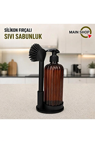 MAİN SHOP Sıvı Sabunluk Yumuşak Silikon Fırçalı Set -Bulaşık Deterjanı-Çamaşı...