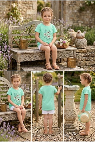 meyastore Girl's T-Shirt Floral Printed