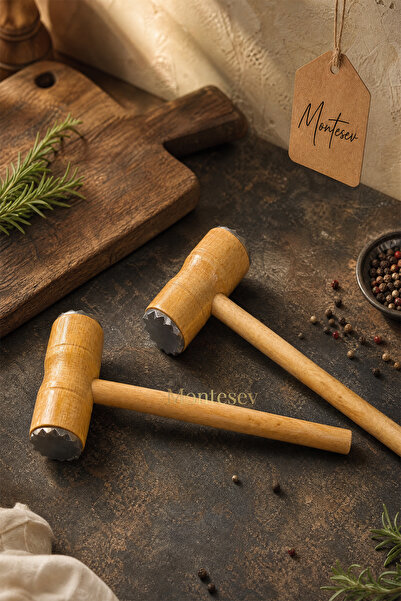 Meat Tattoo Beater Two Way Meat Softener Hammer Wood Handle Hammer