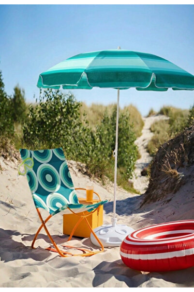 aquafit Dayanıklı - 10 Telli - Eğilebilir - 2 Metre Plaj Sahil Şezlong Şemsiy...