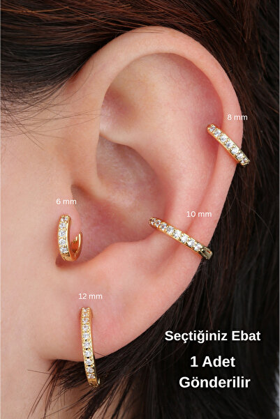 VLM AKSESUAR Zirkon Taşlı Halka Tragus Helix Lobe Conch Rook Cerrahi Çelik Pi...