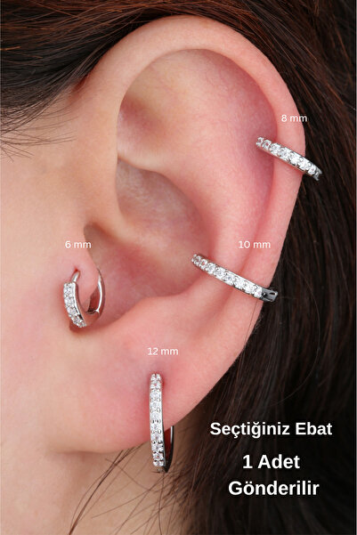 VLM AKSESUAR Zirkon Taşlı Halka Tragus Helix Lobe Conch Rook Cerrahi Çelik Pi...