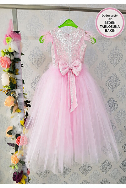Kidstore Kız Çocuk  Uzun Arkası Fiyonklu Elbise