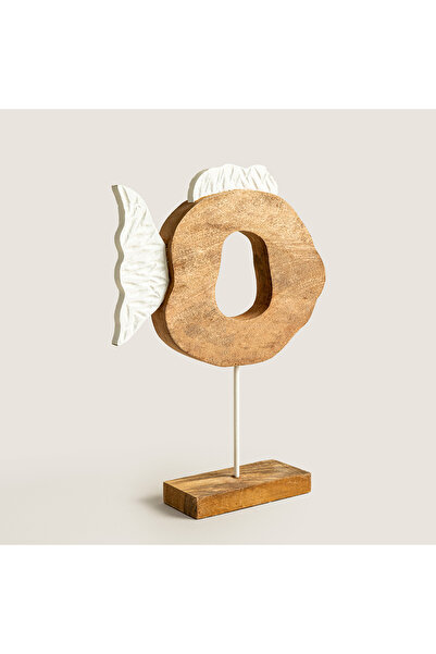 Chakra Mango Ahşap Yuvarlak Balik Stand Beyaz/Natural (36X9X48Cm) Natural