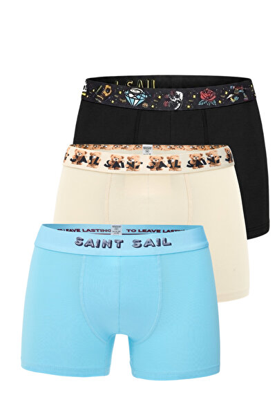 Saint Sail Set de 3 boxeri pentru bărbați, cu țesătură flexibilă din bumbac ș...