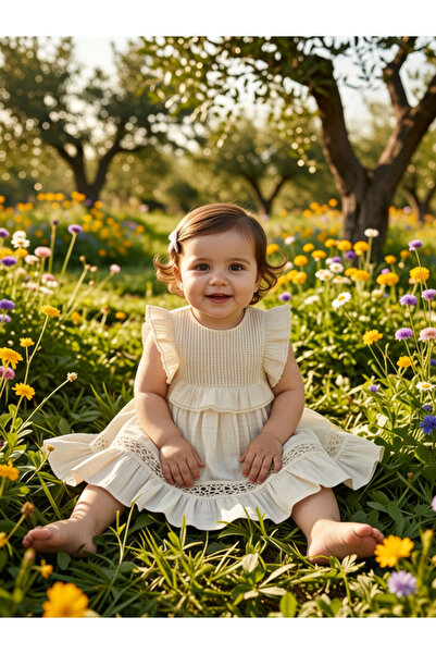 Civil Baby Fırfır Yaka 6-18 Ay Elbise - Bej