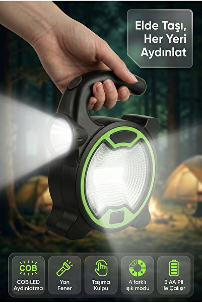 MAKAMP Taşınabilir LED Kamp Lambası – Pilli Güçlü Işık, Powerbank Destekli