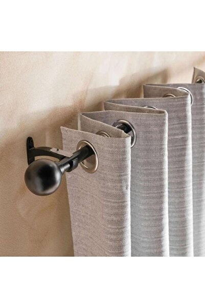 PAN HOME قضيب ستارة مفرد قابل للتمديد بتصميم عصري 19/16 مم 70x122 سم - أسود مطفي