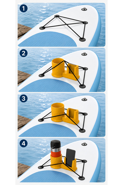 Dailyboo Creates SUP Board Telefon Termos Tutucu Paddle Board Kano Aksesuar 3D Baskı Lastik Bağlantılı-Pembe