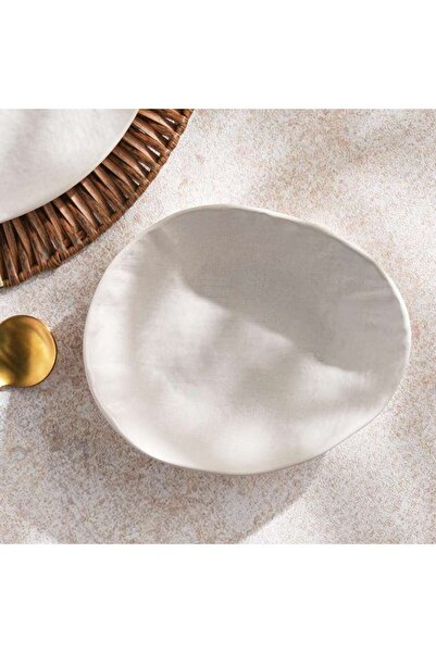 PAN HOME Pebbly Stoneware Soup Bowl 19x15.5x5.3cm -off White