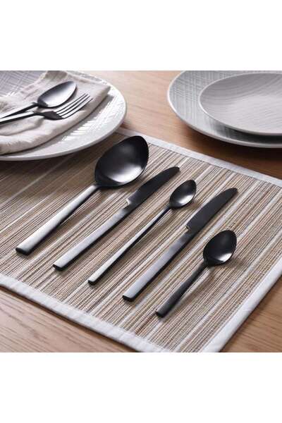 PAN HOME طقم أدوات مائدة كبير مكون من 42 قطعة - أسود