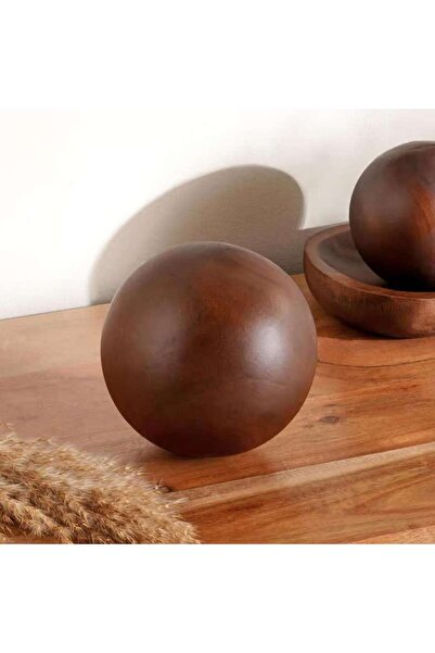 PAN HOME Almond Wood Decor Ball Dia15cm - Brown