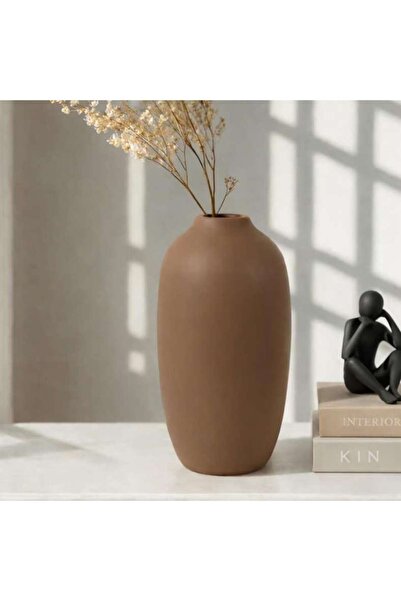 PAN HOME مزهرية أودين ليسلي من البولي ريزين للديكور 16×16×30 سم - بني