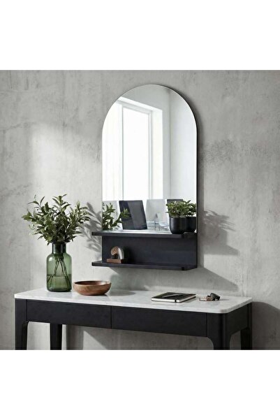 PAN HOME مرآة حائط فينستر مع رف 45x12x80 سم - أسود
