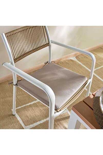 PAN HOME وسادة كرسي أردن للاستخدام الداخلي والخارجي 40x40x3 سم - بيج