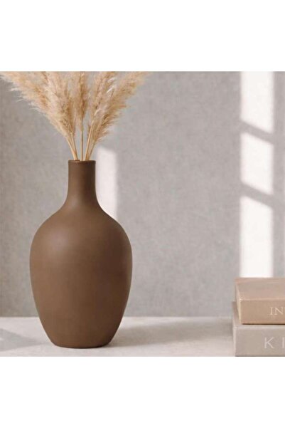 PAN HOME Odin Leona Polyresin Decor Vase 12.5x12.5x22cm - Brown