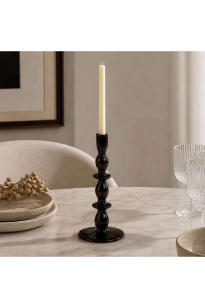 PAN HOME Caissa Resin Ornate Taper Candle Holder 10.9x10.9x26.4cm - Brown
