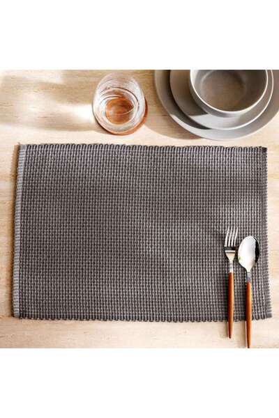 PAN HOME طقم مفارش طاولة أريا مضلع من 4 قطع 33×48 سم - رمادي