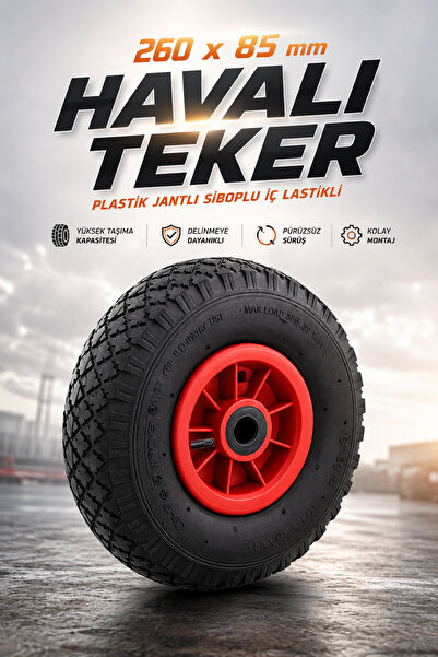 NZB El Arabası Tekeri Plastik Jantlı Siboplu 260x85 mm Burçlu İç Lastikli Şiş...