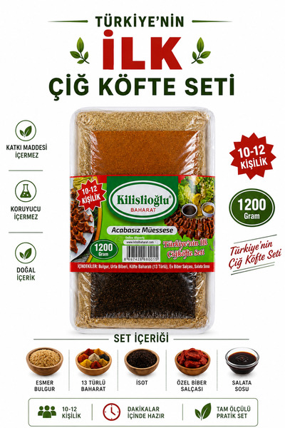 KİLİSLİOĞLU BAHARAT Çiğköfte Seti 10-12 Kişilik 1200gr | Çiğ Köfte Seti