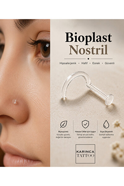 Karınca Piercing Alerji Yapmaz Görünmez Burun Kıvrık Şeffaf Nostril Bioplast ...