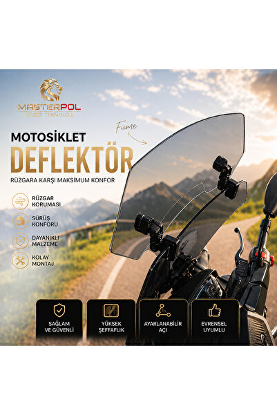 MASTERPOL FÜME Deflektör MODEL 1 Rüzgar Saptırıcı Siperlik Şeffaf Motor Camı ...